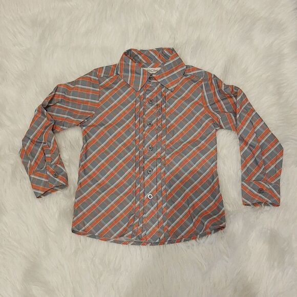 EVIE'S Closet Orange and Gray Button Down Size 3T Boutique Top - Picture 1 of 7